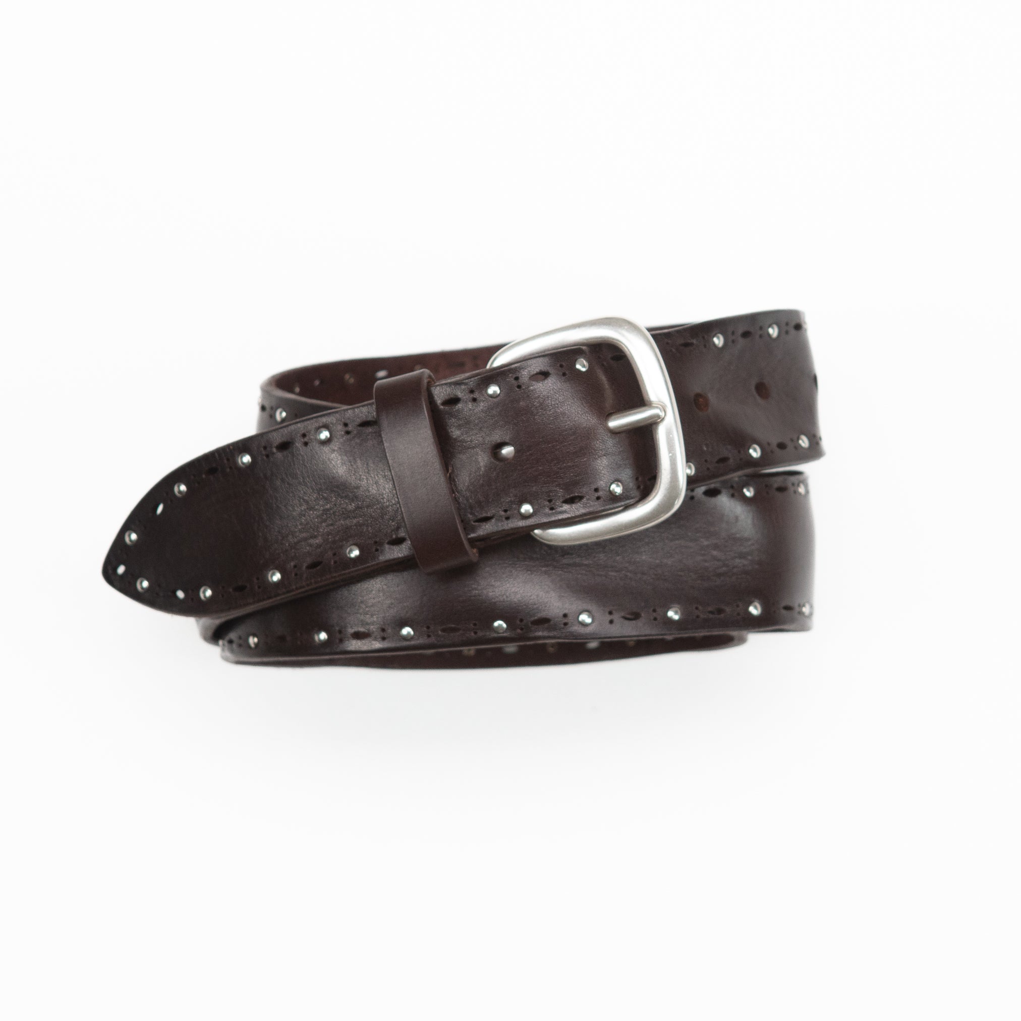 Brown Leather Belt with Studs