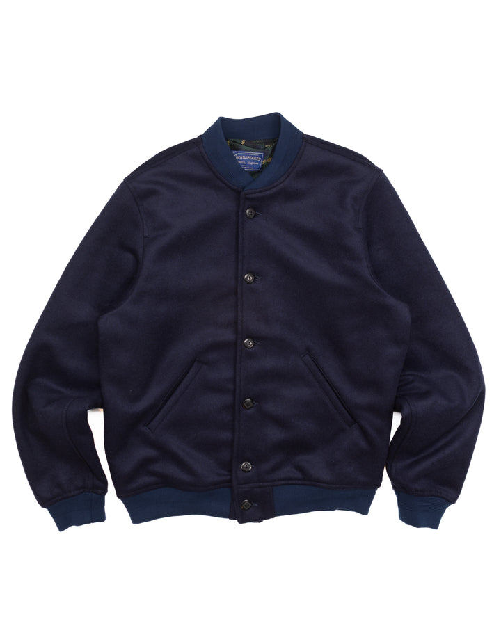 The Fenway Varsity Jacket in Navy Wool
