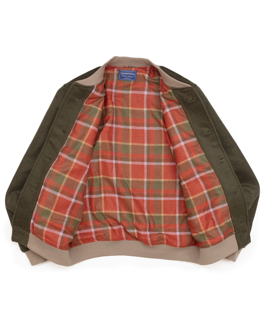 The Fenway Varsity Jacket in Dark Green Wool