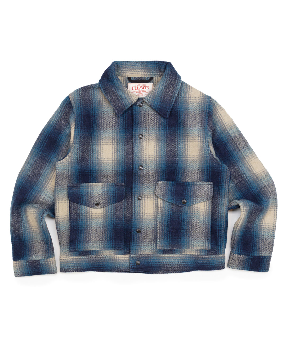 Mackinaw Wool Work Jacket in Teal & Grey Ombre
