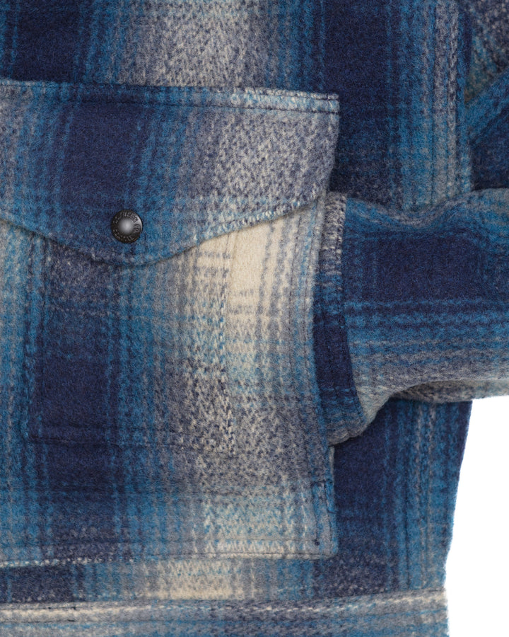 Mackinaw Wool Work Jacket in Teal & Grey Ombre