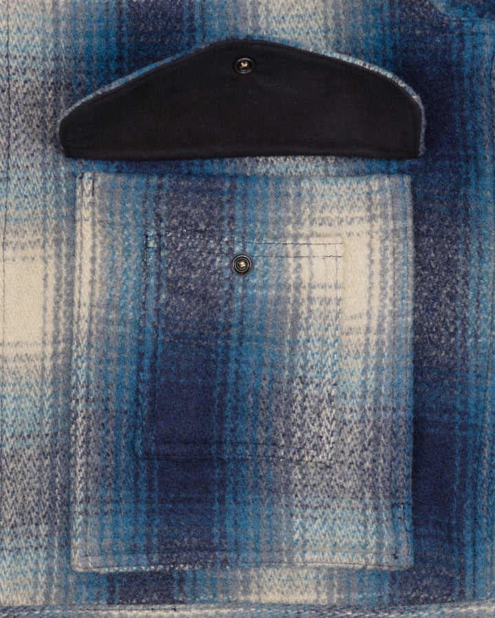 Mackinaw Wool Work Jacket in Teal & Grey Ombre