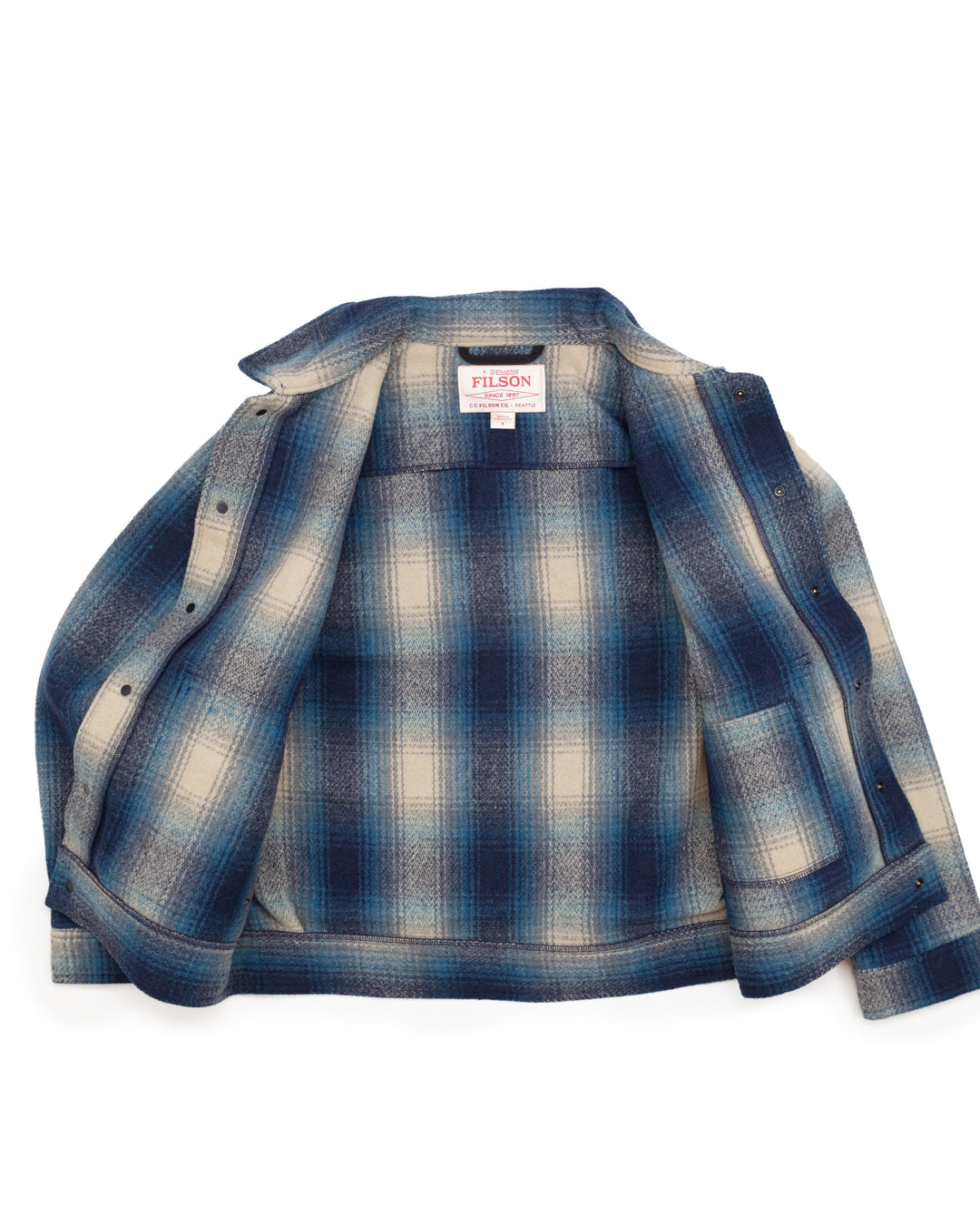 Mackinaw Wool Work Jacket in Teal & Grey Ombre