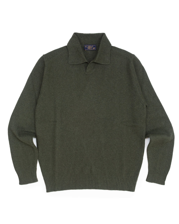 The Skipper Polo Sweater in Green Cashmere