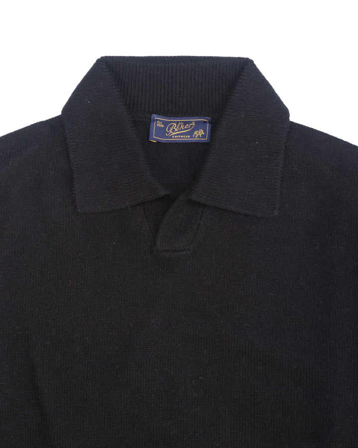The Skipper Polo Sweater in Black Cashmere