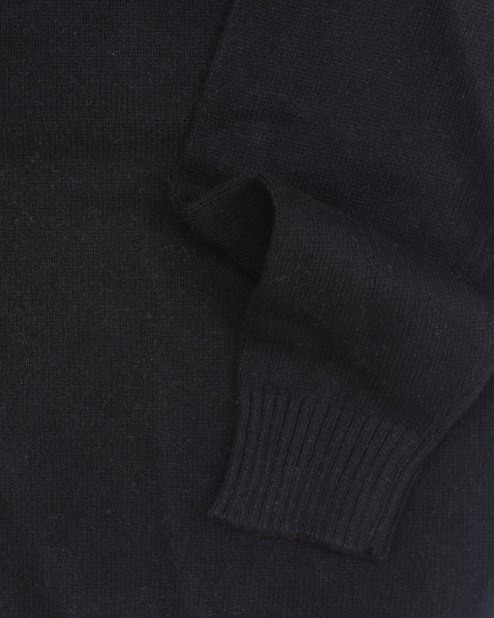 The Skipper Polo Sweater in Black Cashmere