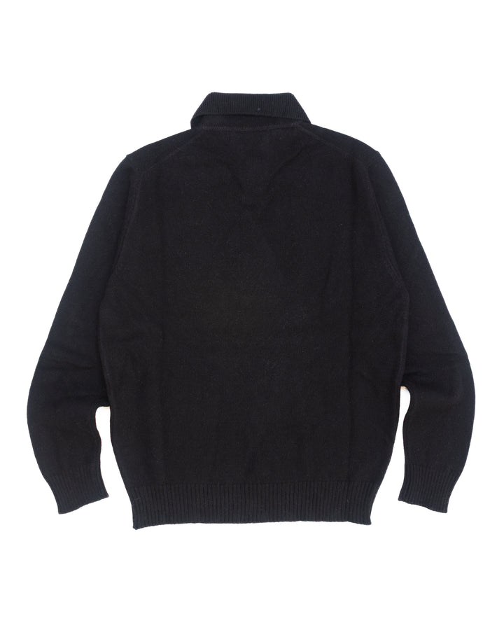The Skipper Polo Sweater in Black Cashmere