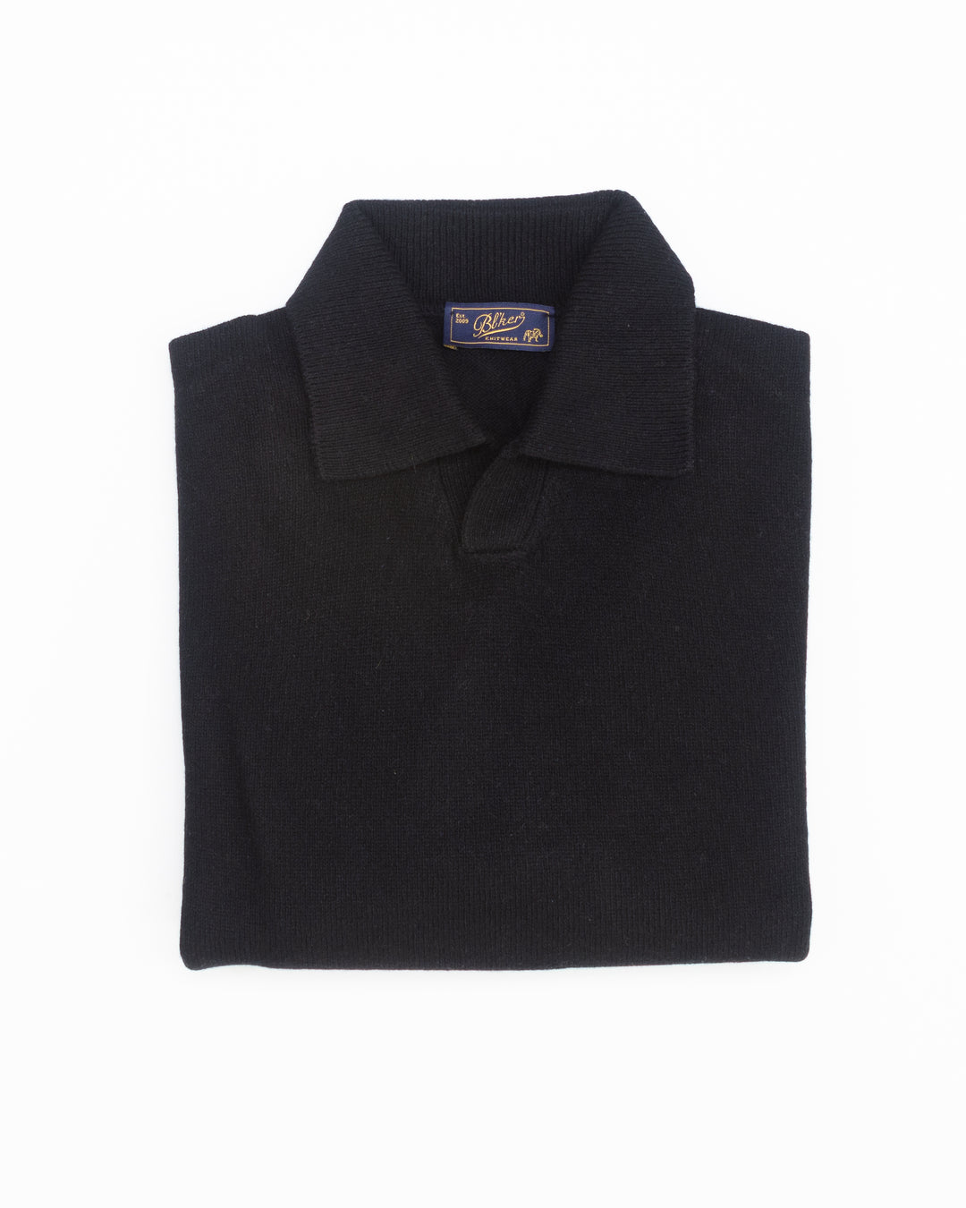 The Skipper Polo Sweater in Black Cashmere