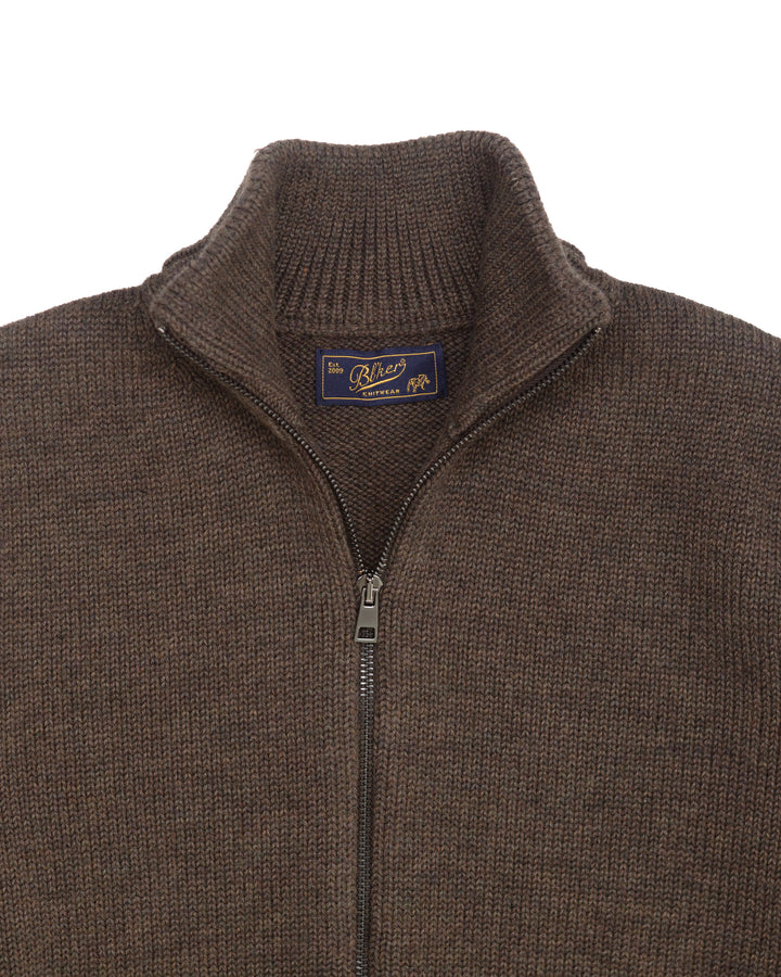 The Dwayne Full Zip in Brown Wool