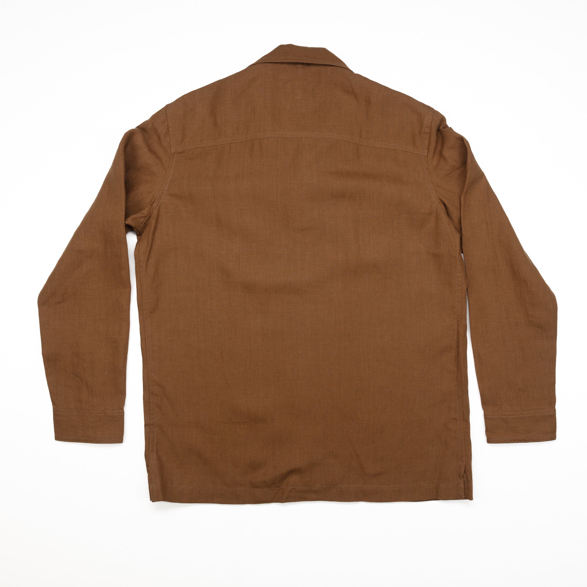 Linen Over Shirt in Caramel Brown