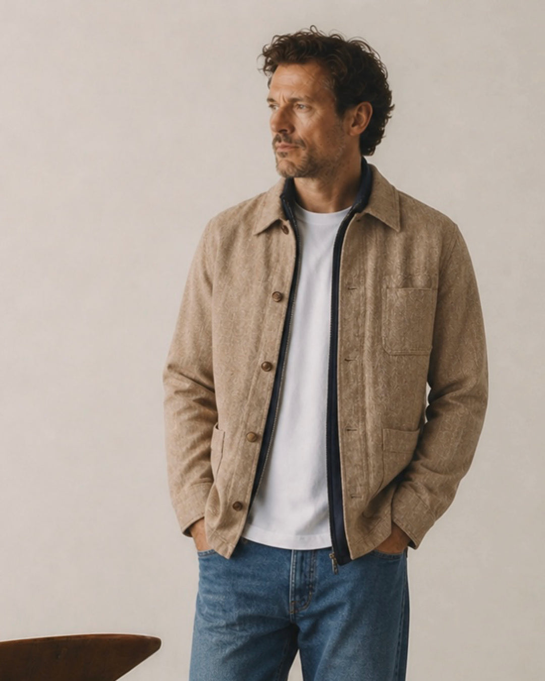Studio Jacket in Khaki Herringbone