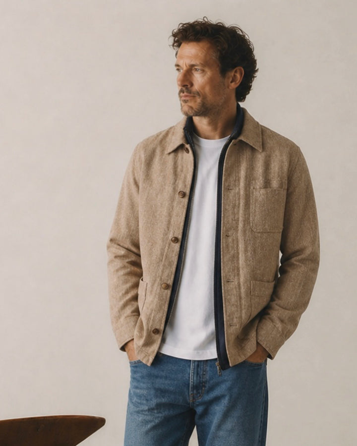 Studio Jacket in Khaki Herringbone