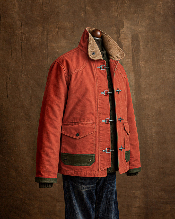The Bedford Fireman Jacket in Orange Jungle Cloth