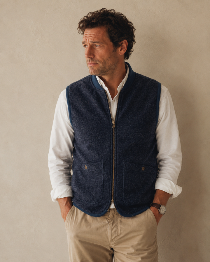 The Wolf Vest in Indigo Wool