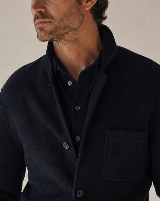 Bw Light Jacket in Navy Boiled Wool