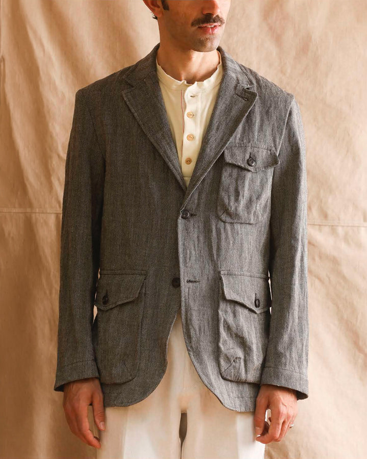 Chester Jacket in Washed Herringbone