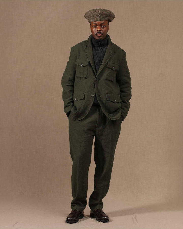 Clarence Field Jacket in Green Herringbone