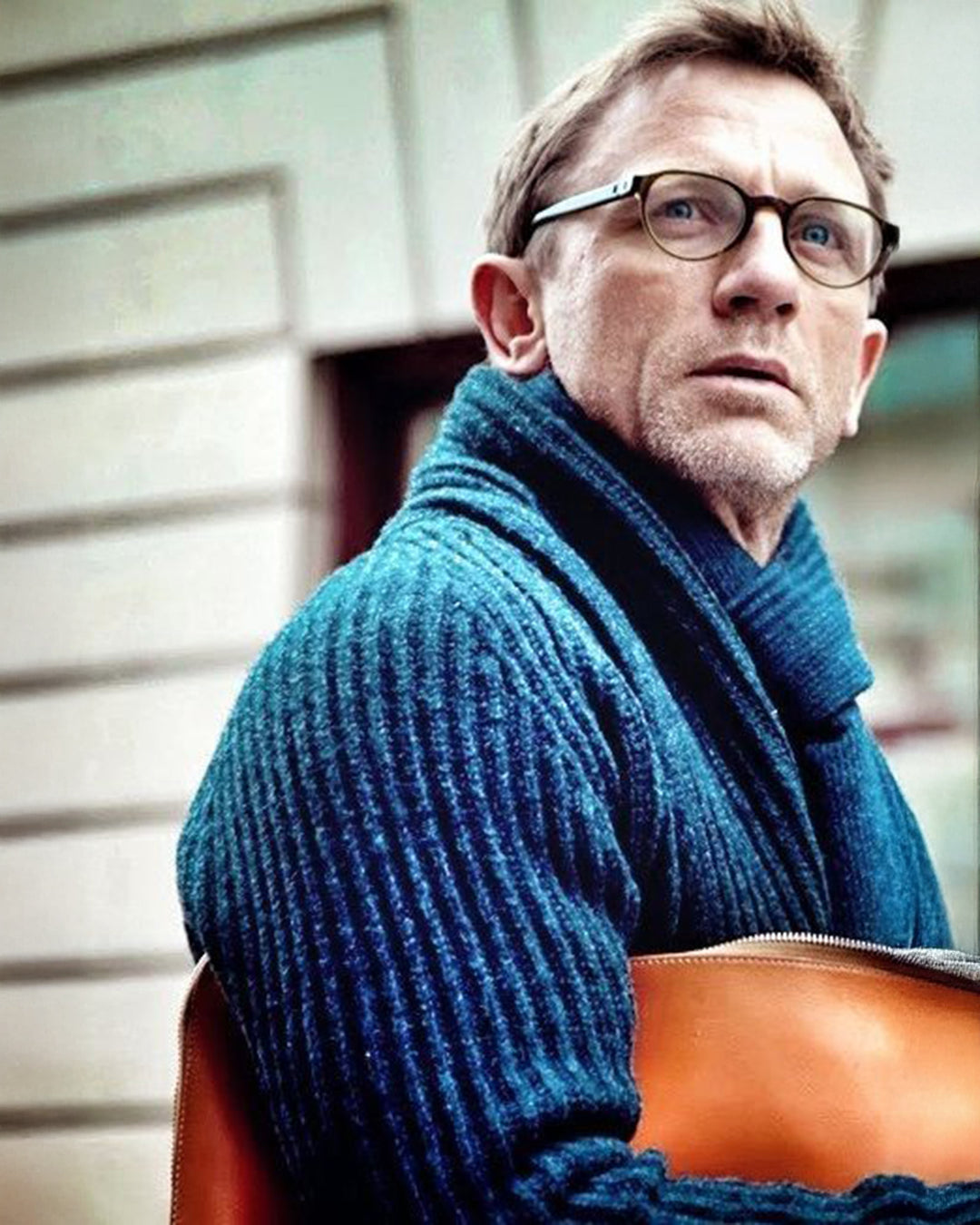 Wide Rib Shawl Cardigan In Indigo