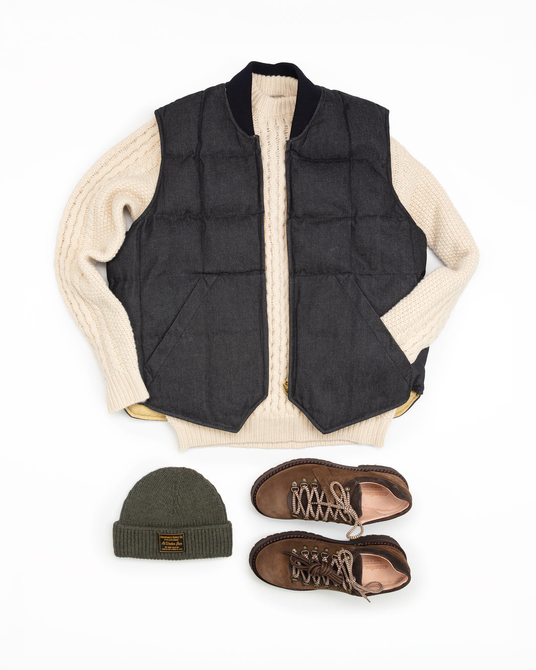 Seattle Vest in Reversible Waxed Denim