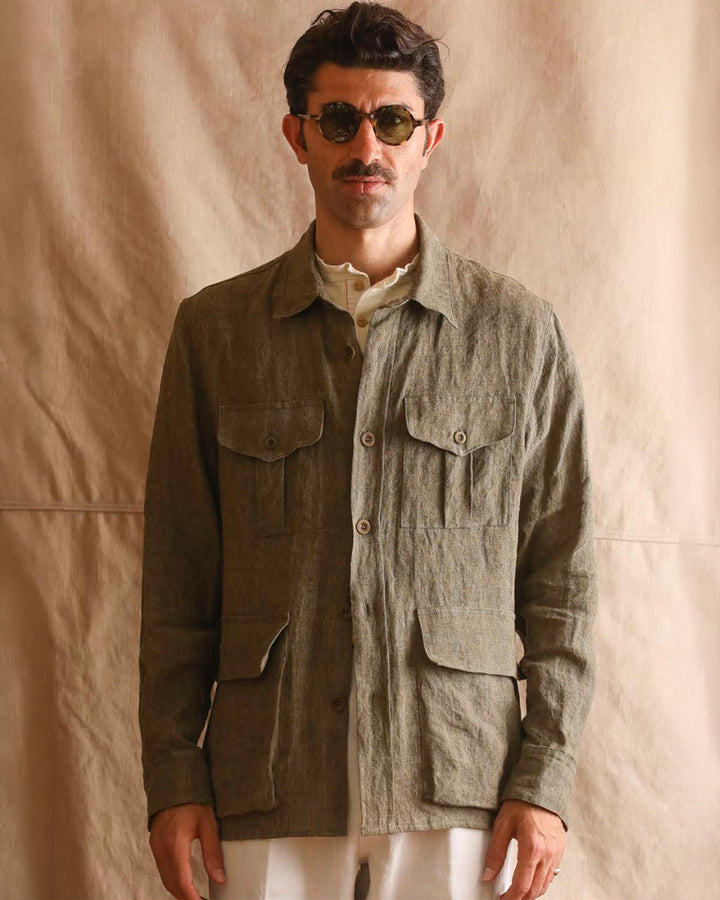 Ellis Jacket in Olive Linen