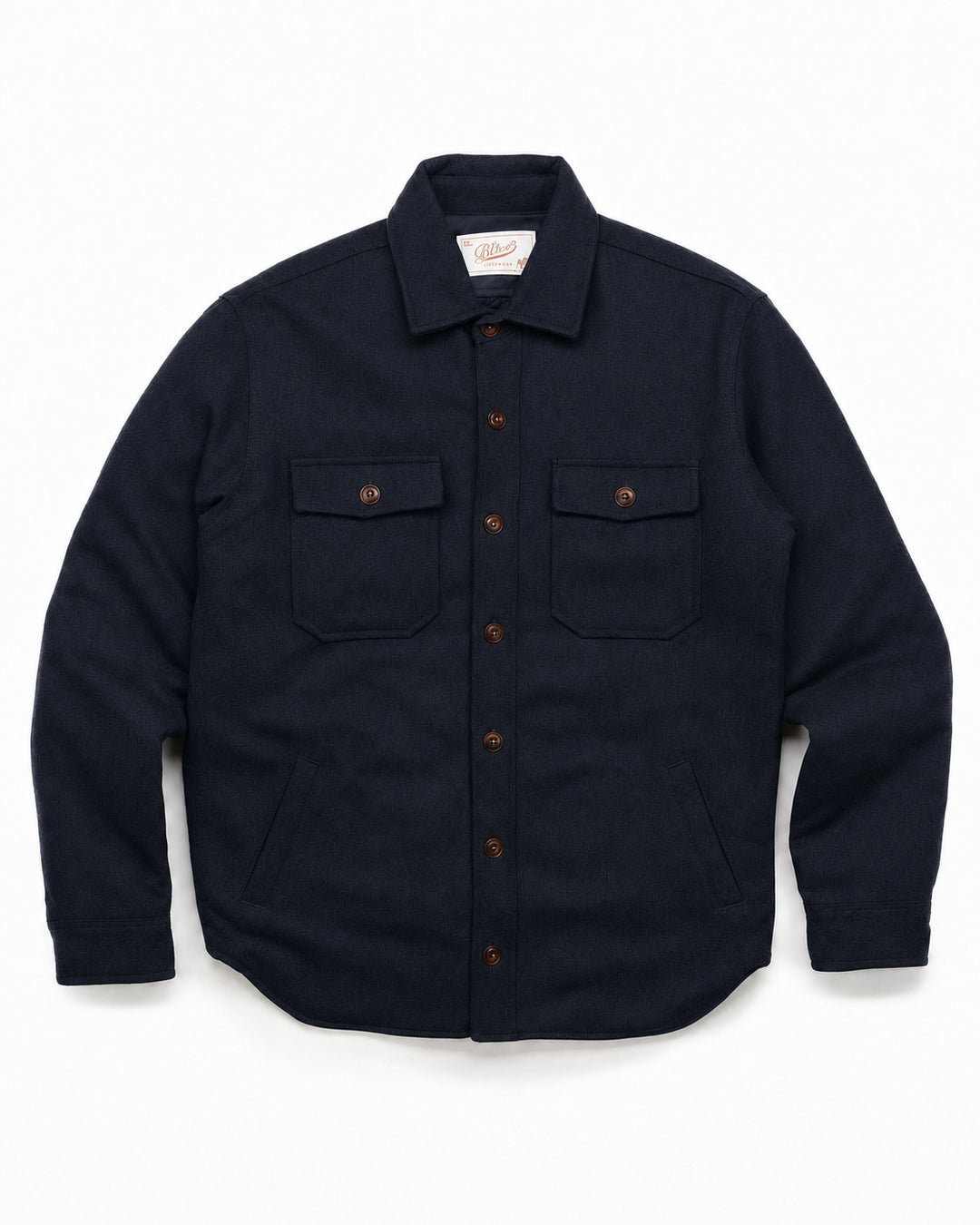 The Hunter Lined Overshirt in Navy Wool
