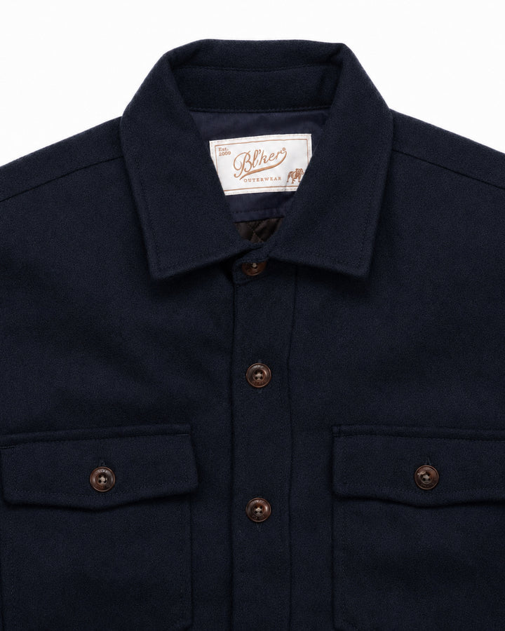 The Hunter Lined Overshirt in Navy Wool