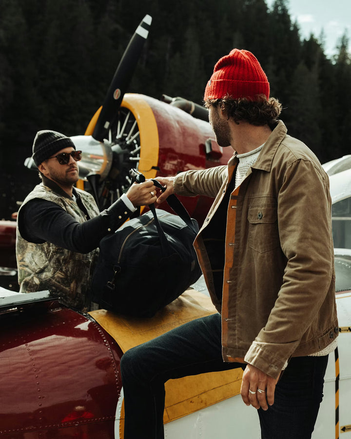 Flannel Lined Waxed Trucker Jacket in Field Tan