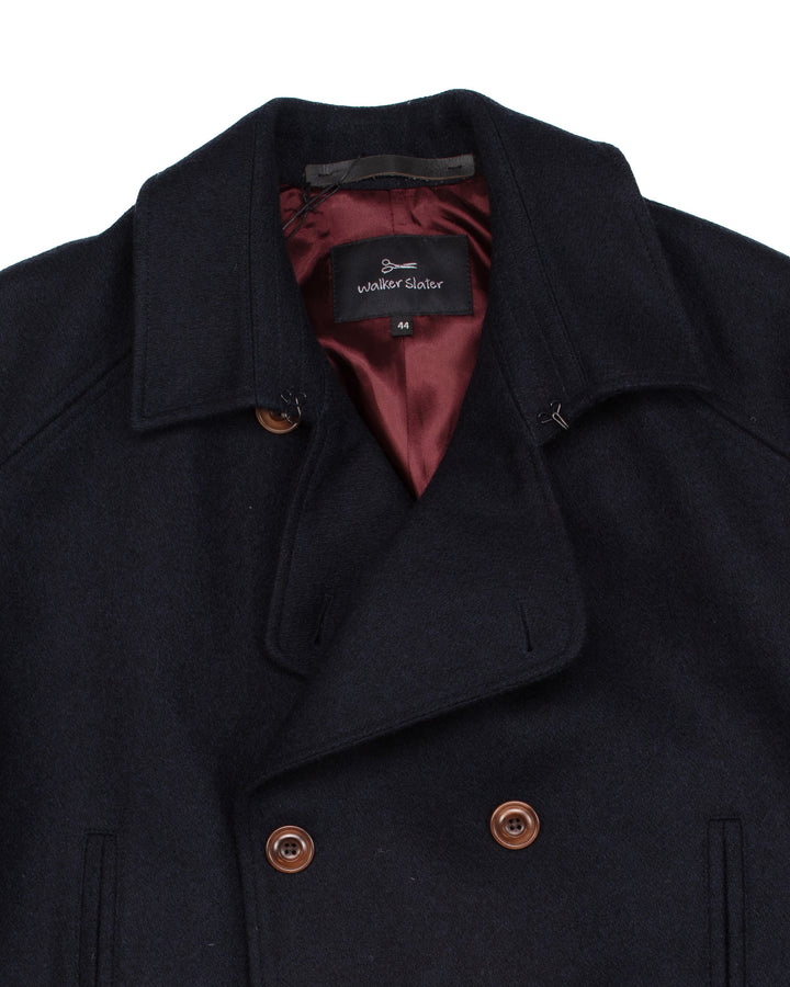 Caban Coat in Navy Melton Wool #1614