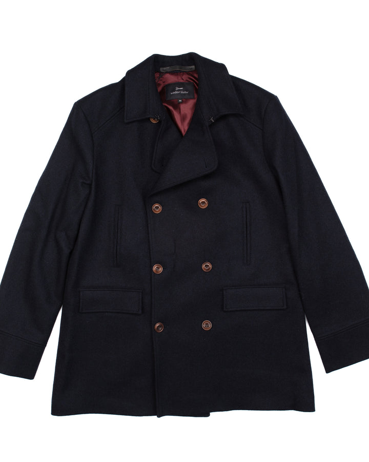 Caban Coat in Navy Melton Wool #1614