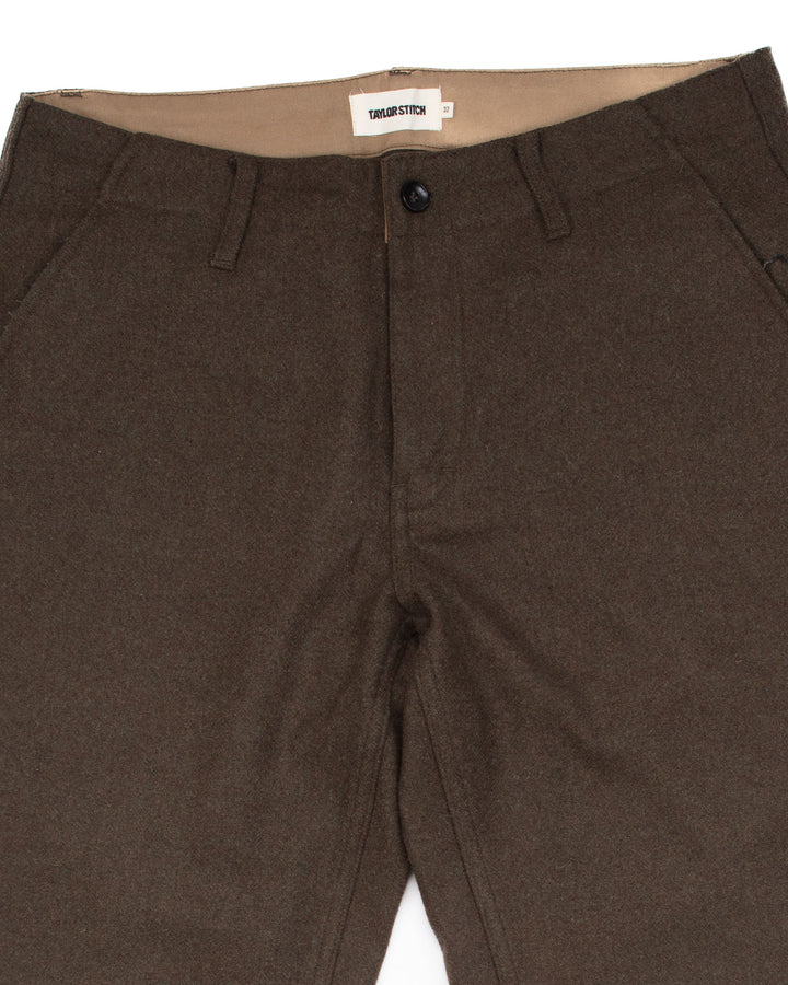 Carnegie Pant in Herringbone Olive Wool #1621