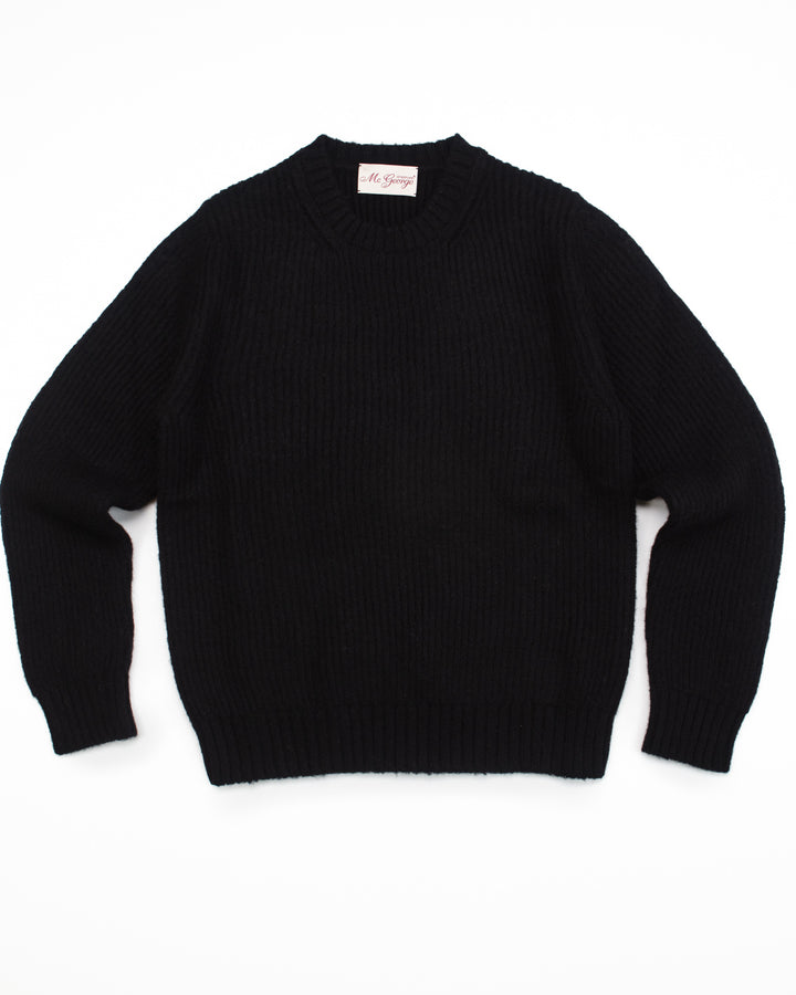 Brushed Shetland Crewneck in Black