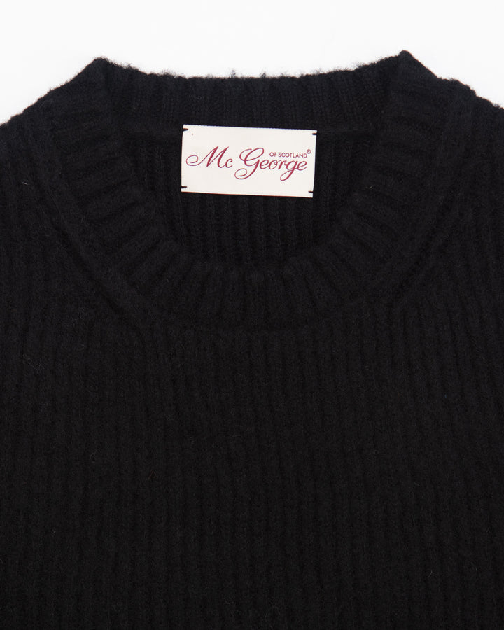 Brushed Shetland Crewneck in Black