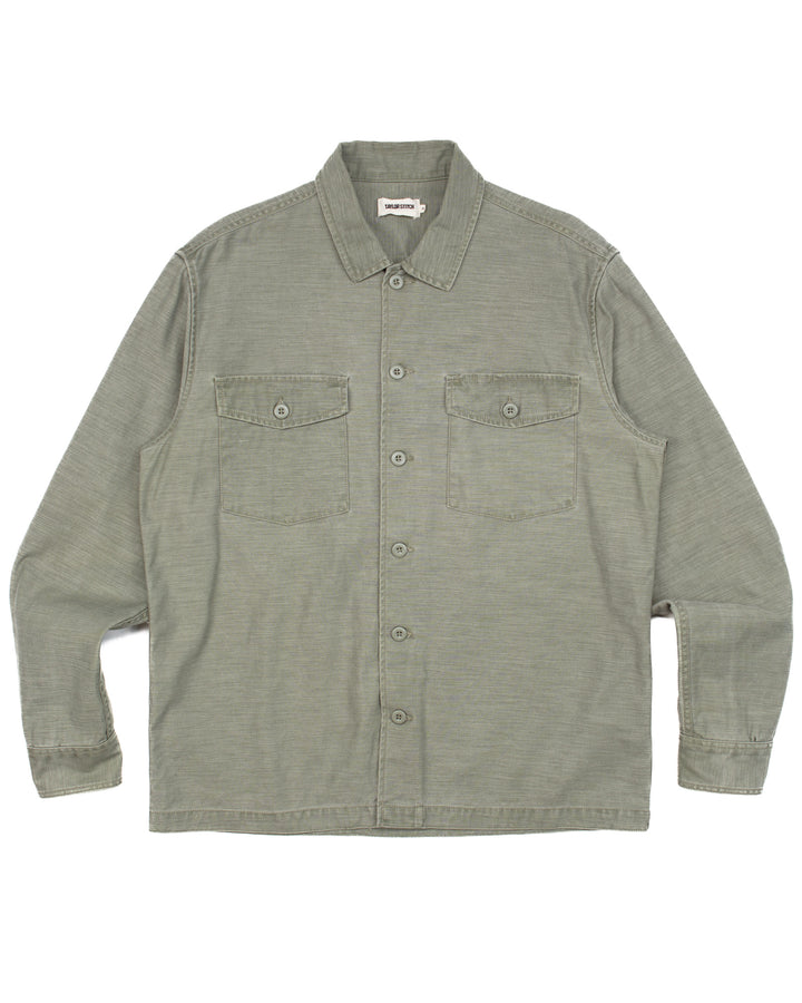 The Surplus Shirt in Fatigue Olive Reverse Sateen #1586