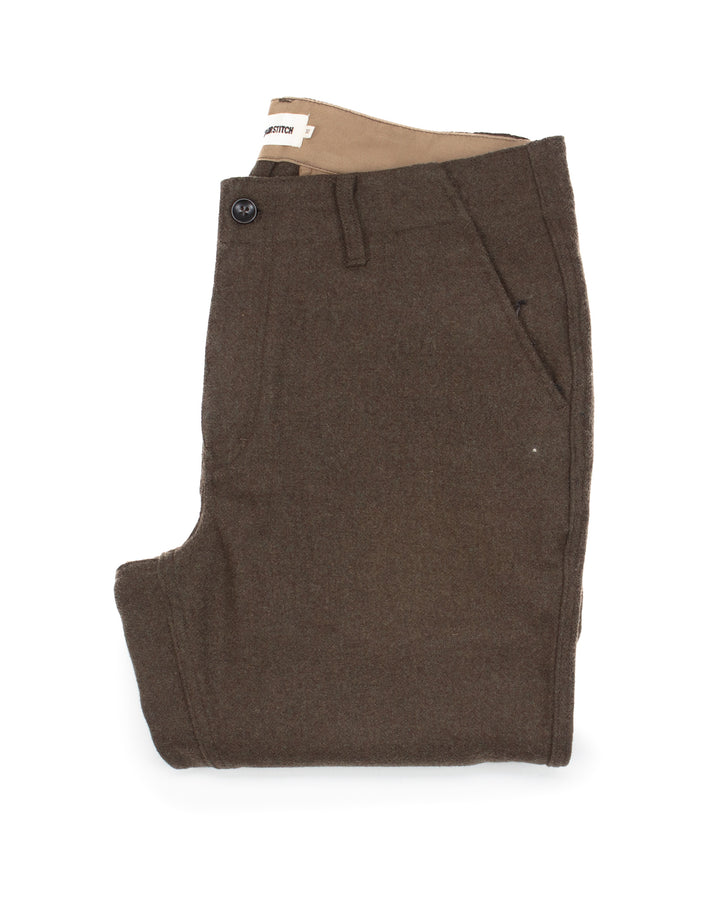 Carnegie Pant in Herringbone Olive Wool #1621