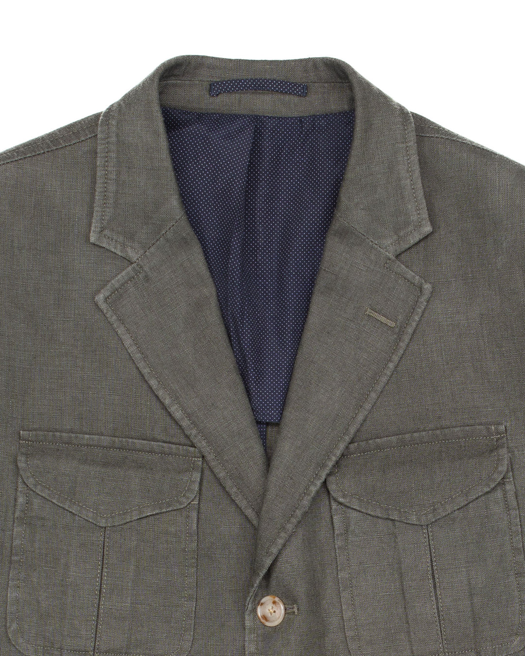 Safari Jacket in Green Linen #1604