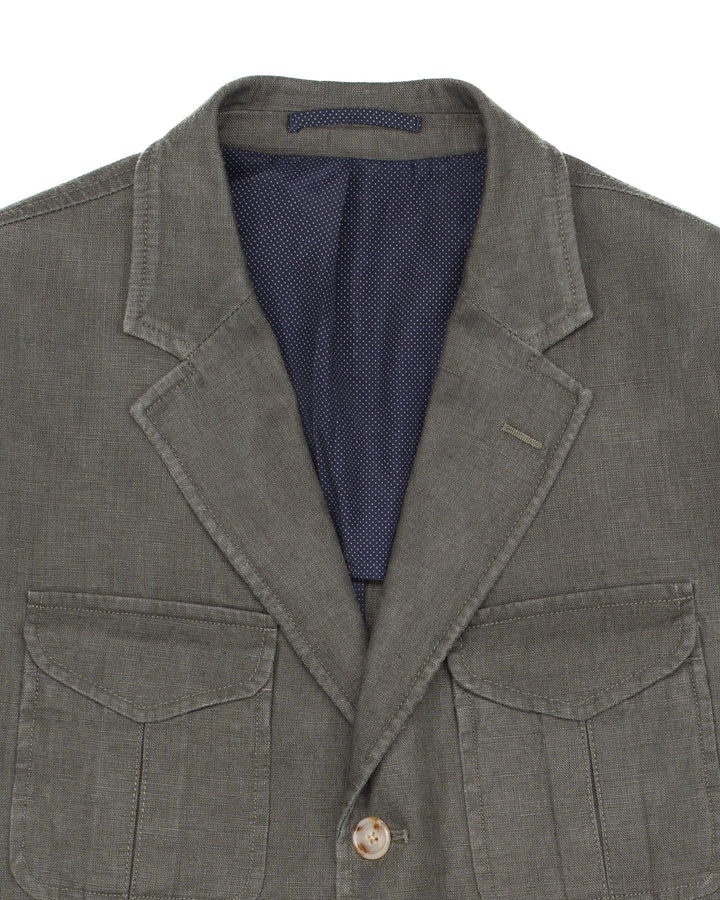 Safari Jacket in Green Linen #1604