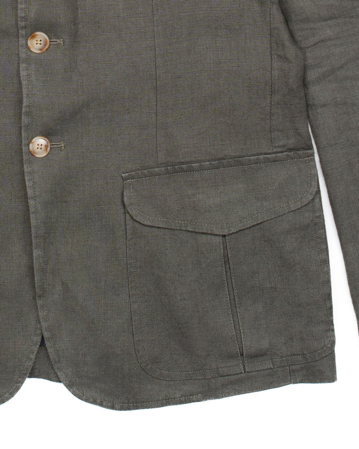 Safari Jacket in Green Linen #1604