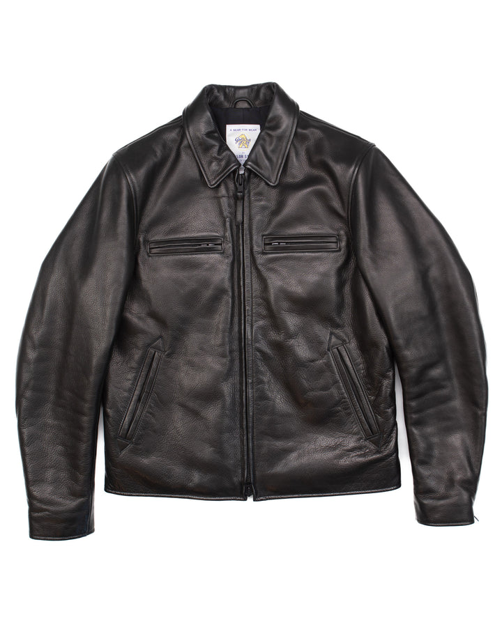 Moto Jacket in Black Steerhide #1615
