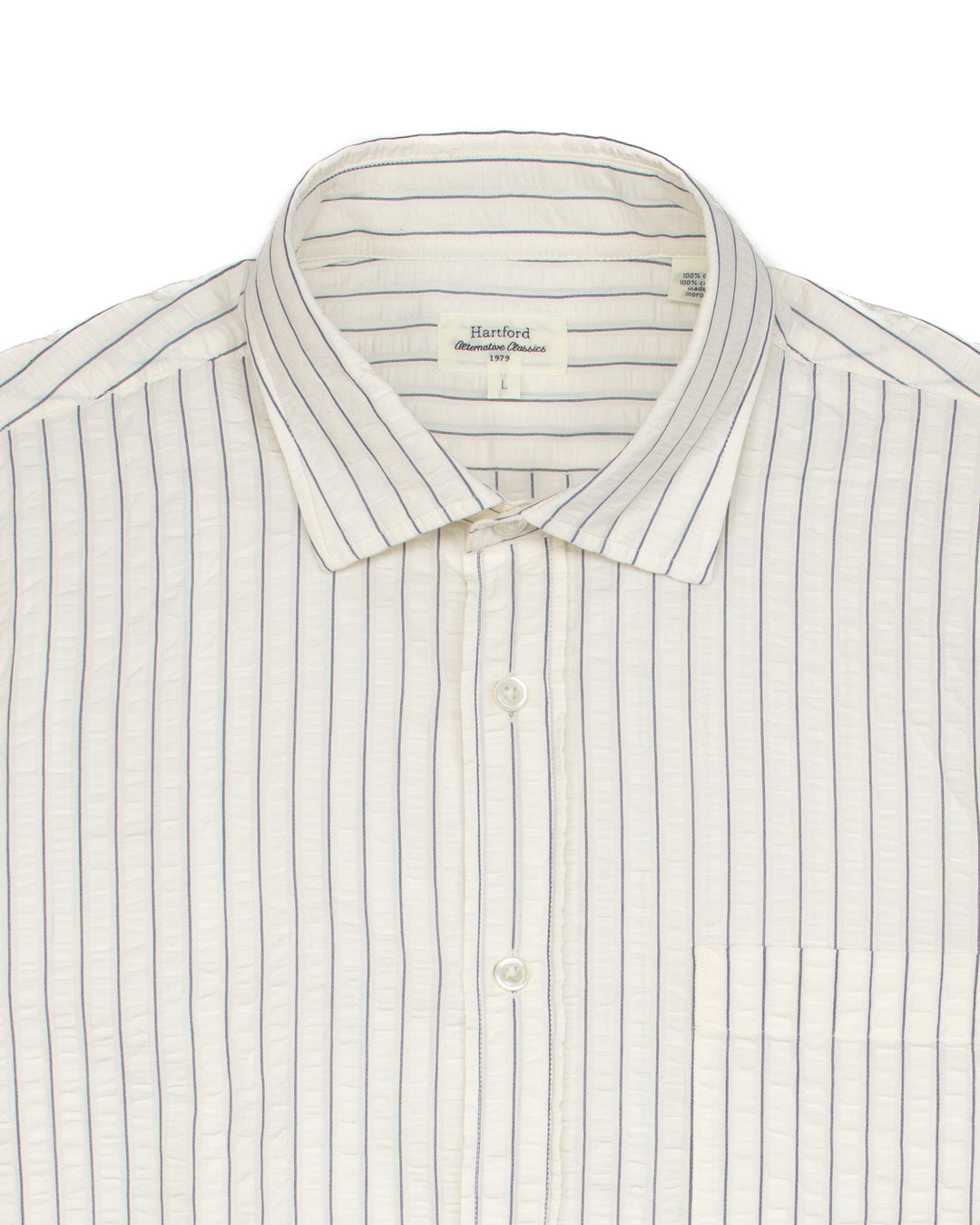 Paul Shirt in Off-White Stripes Seersucker