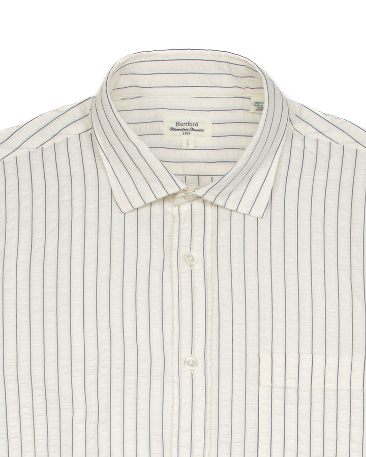 Paul Shirt in Off-White Stripes Seersucker