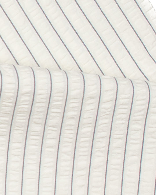 Paul Shirt in Off-White Stripes Seersucker