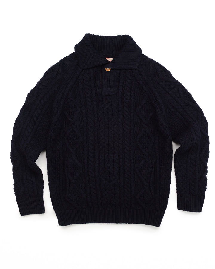The Steve Polo Sweater in Navy Aran