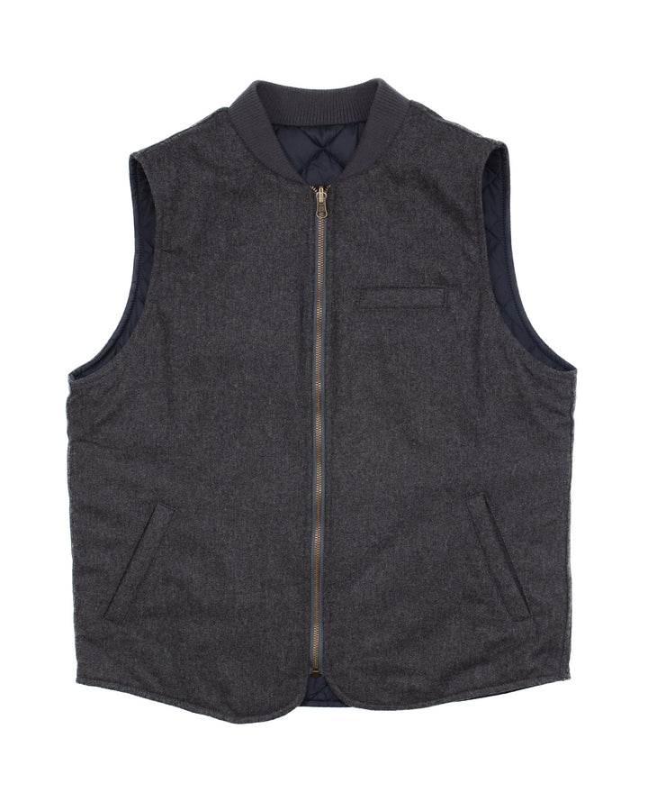The Owl Reversible Vest in Charcoal #1638