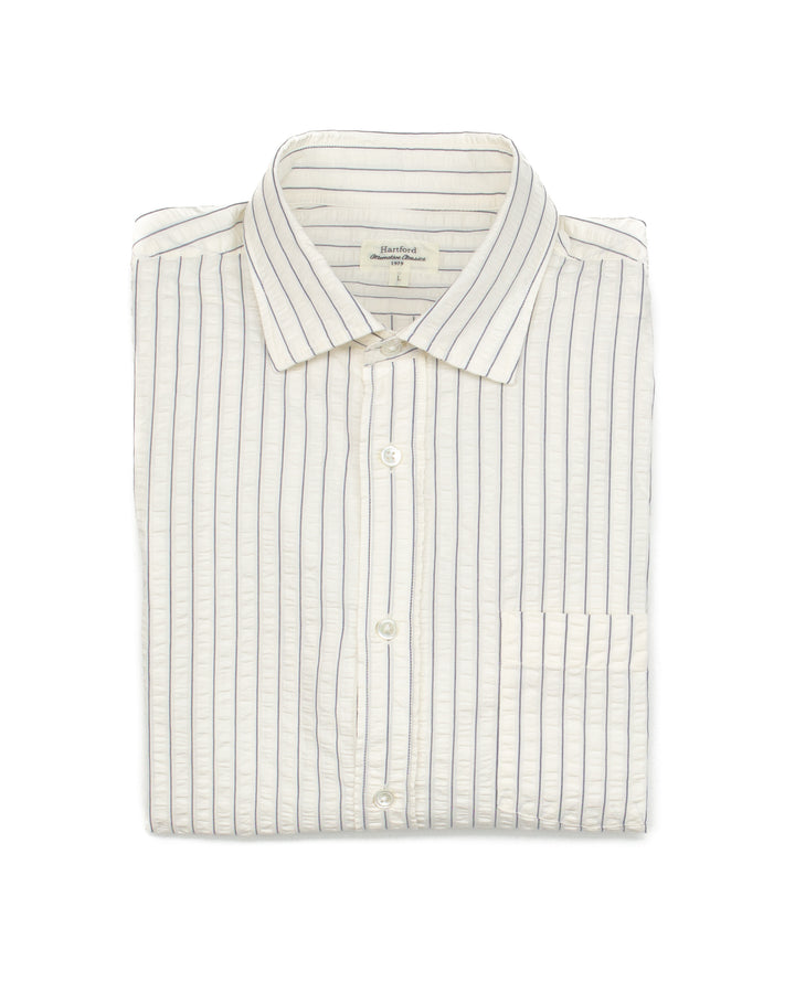Paul Shirt in Off-White Stripes Seersucker