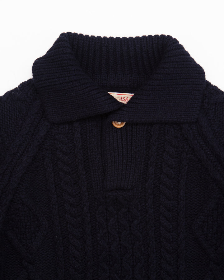 The Steve Polo Sweater in Navy Aran