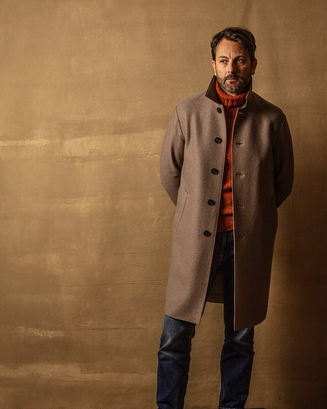 Mac Coat in Taupe Pressed Wool