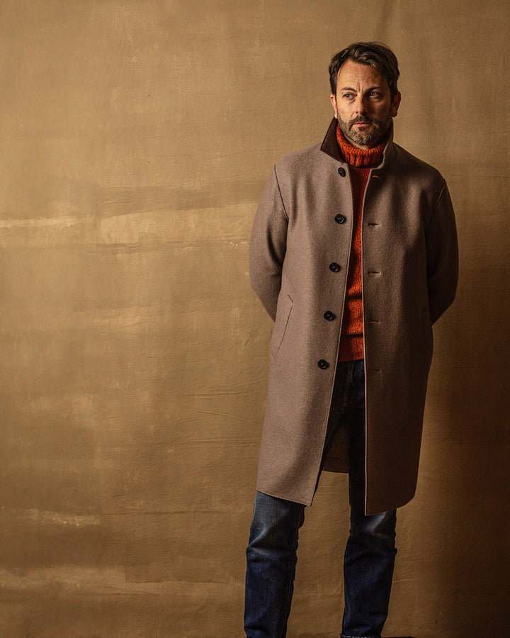 Mac Coat in Taupe Pressed Wool