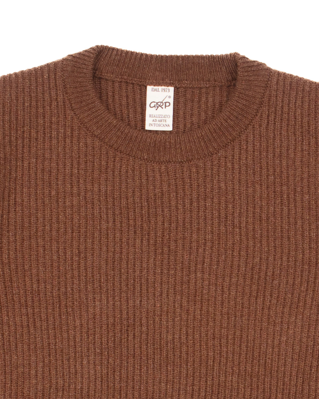 The Ribbed Crewneck in Rust #1655