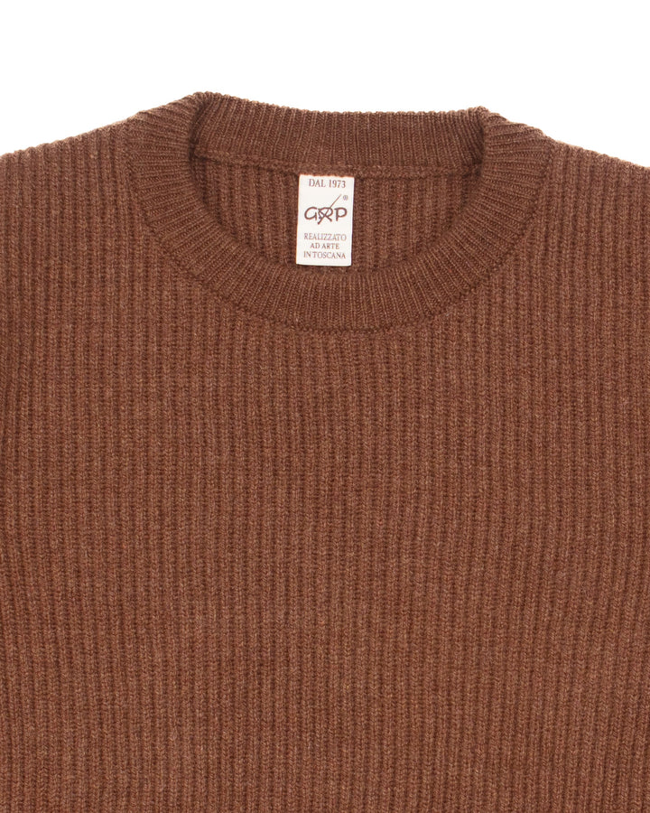 The Ribbed Crewneck in Rust #1655