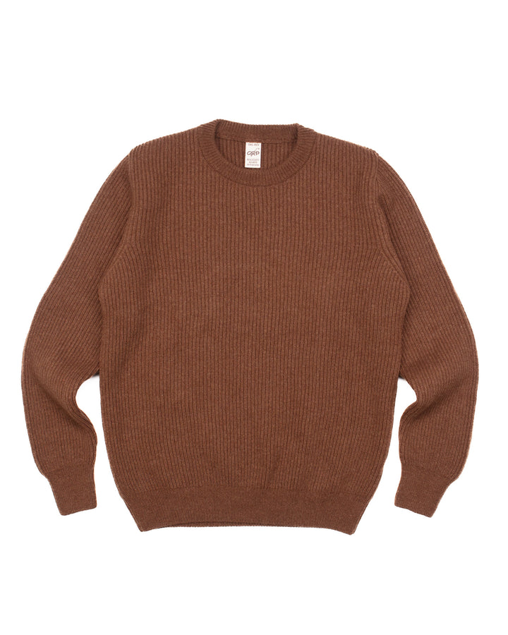 The Ribbed Crewneck in Rust #1655